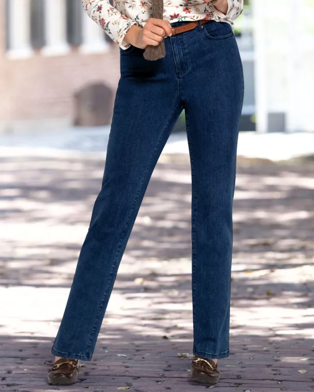 Appleseeds Women's DreamFlex Denim Comfort-Waist Classic Straight Jeans - Denim - 16PS - Petite Short sold by Buff