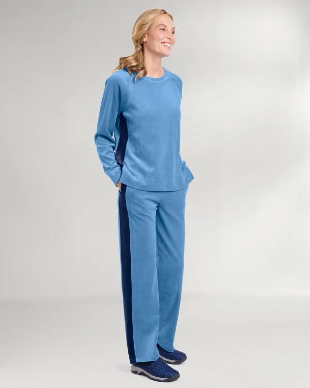 Appleseeds Women's Velour Side-Stripe Set - Blue - M - Misses sold by Buff