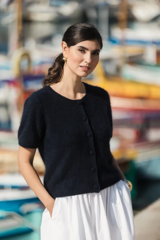 Short Sleeve Cashmere Cardigan Dark navy sold by Ivalo.com