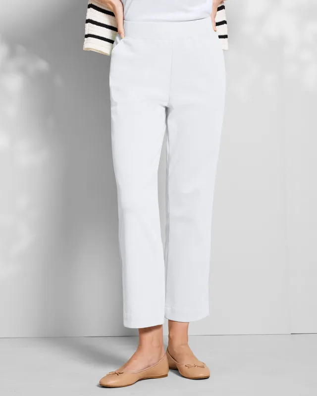 Appleseeds Women's Classic Knit Denim Relaxed Straight-Leg Crop - White - LPS - Petite Short sold by Buff