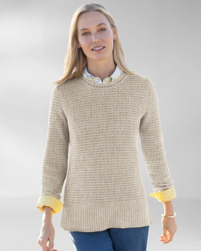 Appleseeds Women's Bayside Cotton Cross-Seasons Sweater - Tan - PM - Petite sold by Buff