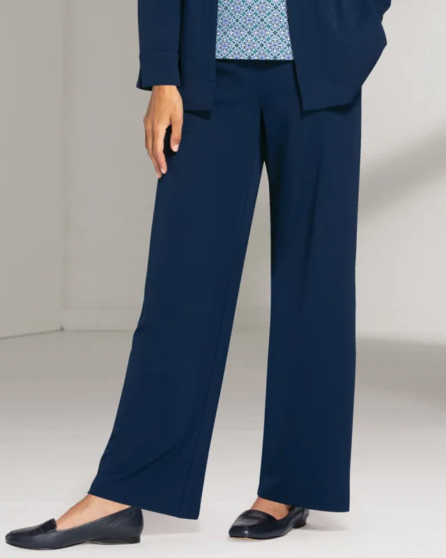 Appleseeds Women's Norm Thompson™ Travel Knit Pull-On Pants - Blue - PS - Petite sold by Buff