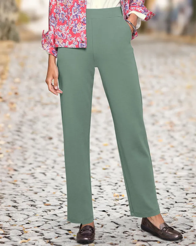 Appleseeds Women's Everyday Knit Straight-Leg Pants - Green - PXL - Petite sold by Buff