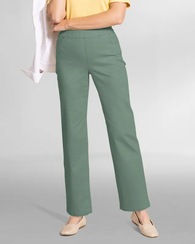 Appleseeds Women's DreamFlex Color Pull-On Relaxed Straight Leg Jeans - Green - 12 - Misses sold by Buff