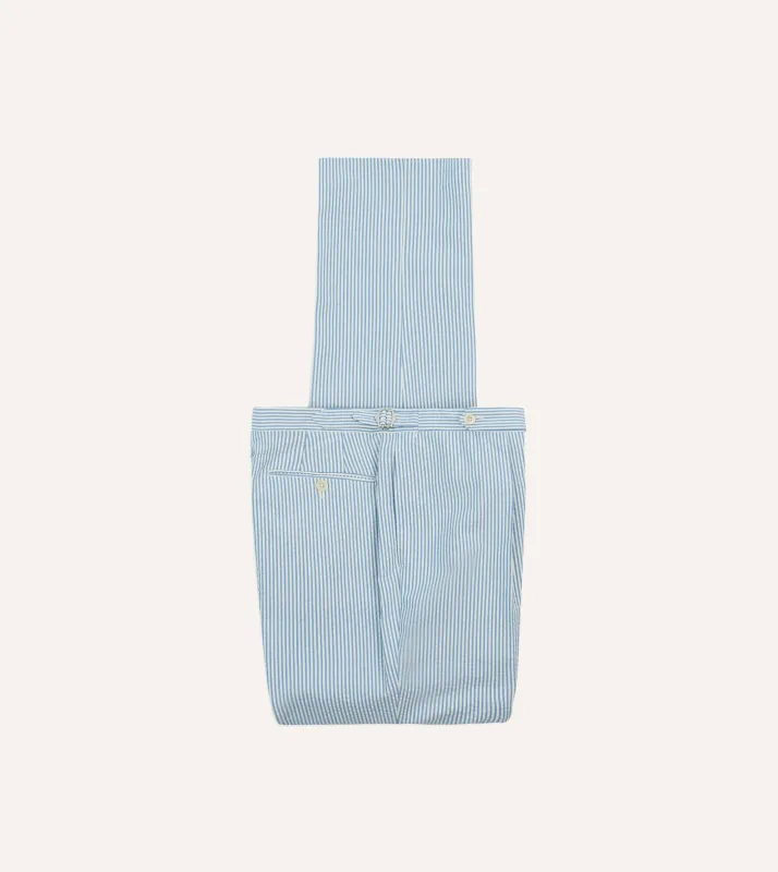 Seersucker Cotton Single Pleat Trouser sold by Drake's London