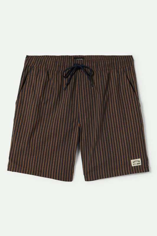 Everyday Stretch Hybrid Short 5.5" - Washed Navy/Sunbaked Herringbone sold by Brixton