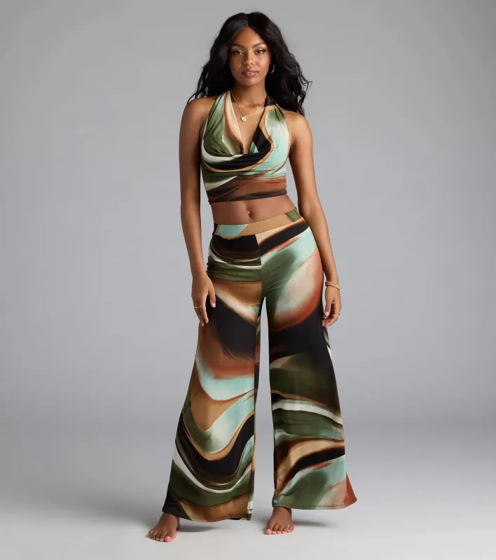 Sultry Effect Abstract Wide-Leg Pants sold by Windsor
