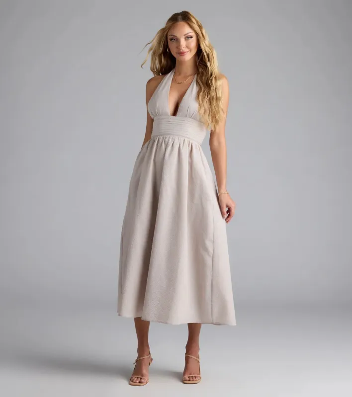 Cup Of Tea Striped Halter Midi Dress With Pockets sold by Windsor