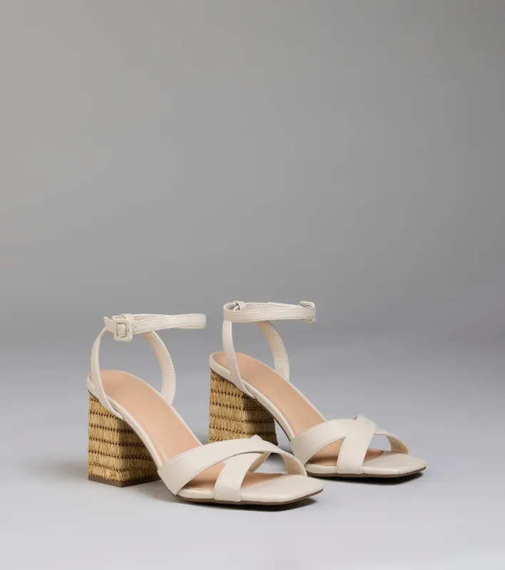 Sweeten Up Straw Block Heels sold by Windsor