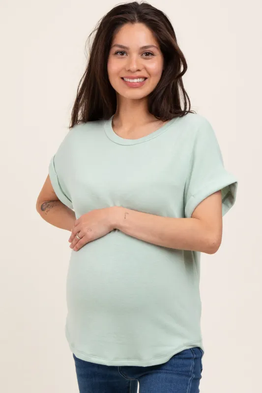 Light Olive French Terry Maternity Top sold by Pinkblush