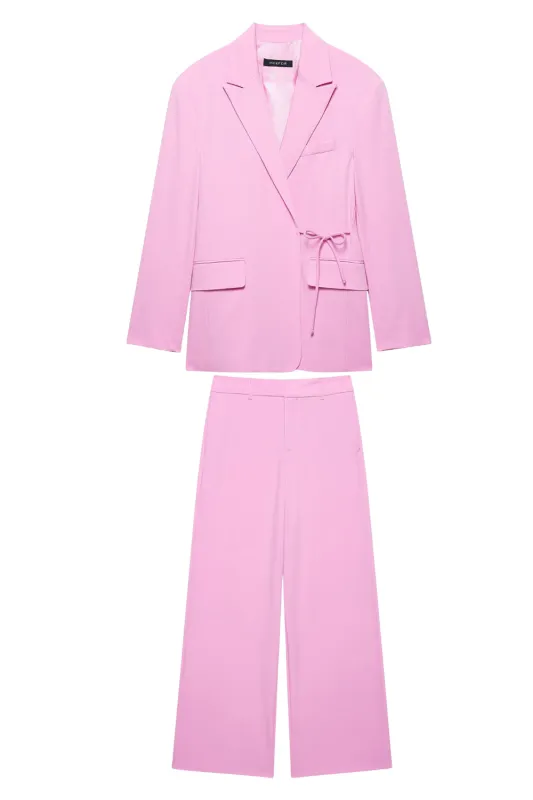 Pink 2 Piece Peak Lapel Women Prom Suits with Strings sold by Zapaka