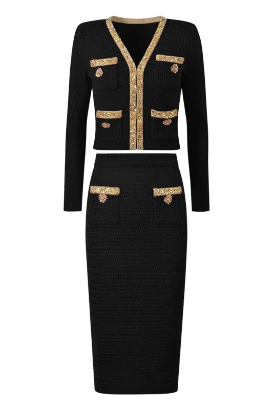Black 2-Piece Women Suits with Rhinestones sold by Zapaka