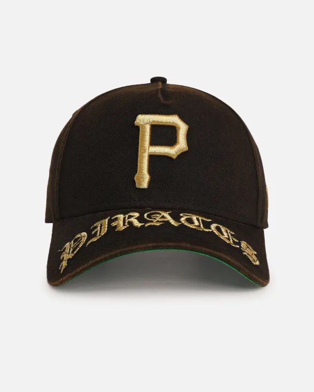 New Era Pittsburgh Pirates 'Washed Black Gothic Script' 9FORTY A-Frame Snapback Black sold by Culture Kings