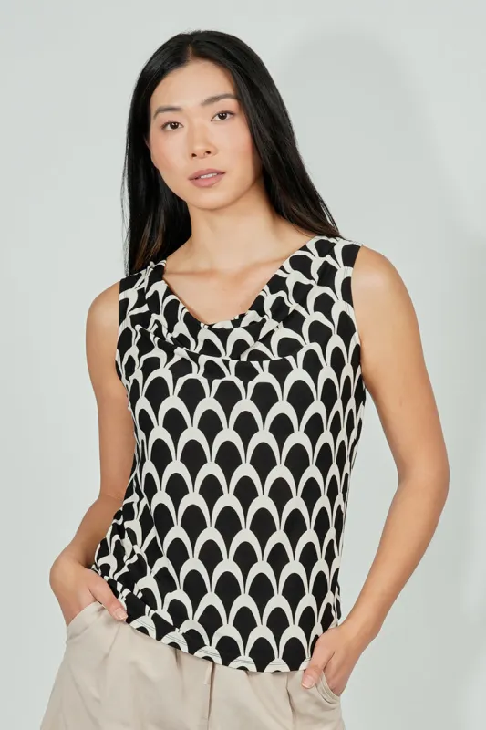 Beechers Brook Patterned Cowl Neck Tank Top - Black sold by Fairweather