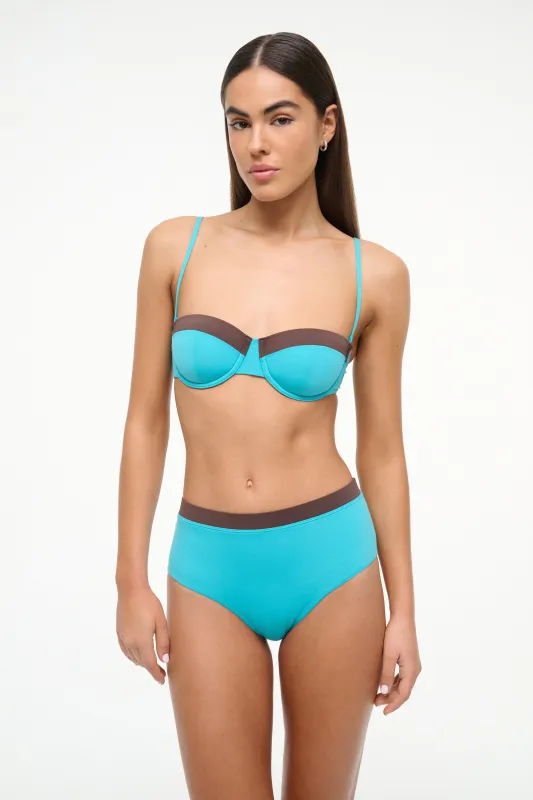 JO BALCONETTE BIKINI TOP | TEAL DARK CHOCOLATE sold by STAUD