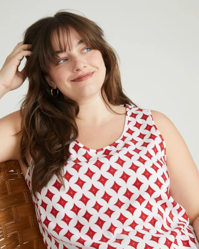 Cooling Stretch Cupro Tank - Morningstar Print in Red sold by Universal Standard