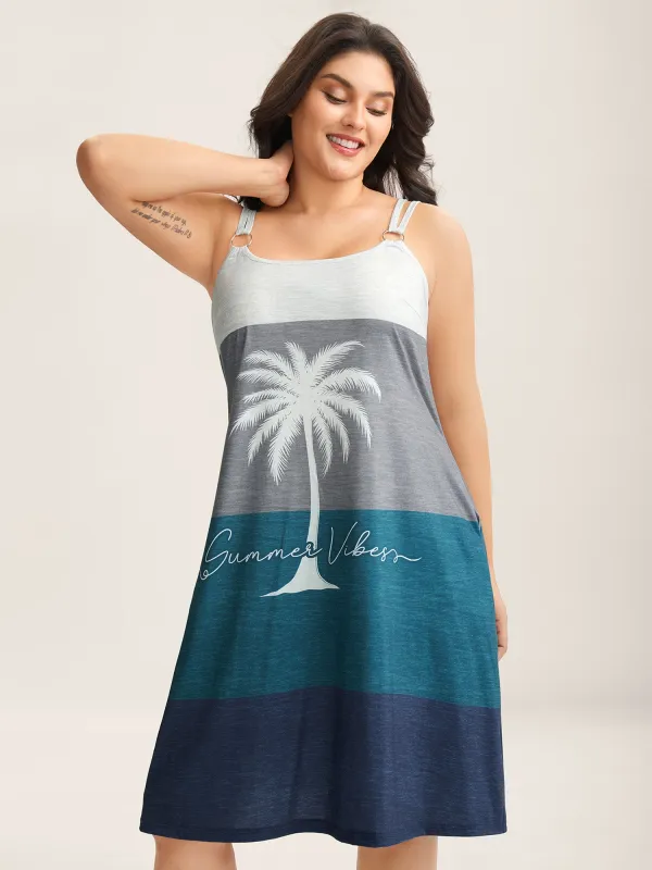 Color Block Island Print Knit Midi Dress sold by Bloomchic