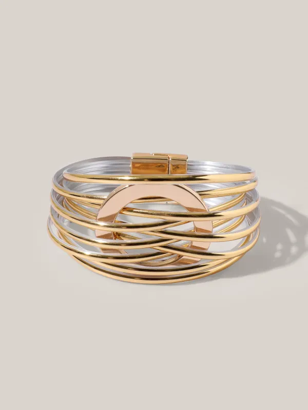 Dual-Tone Layered Hinge Bracelet sold by Bloomchic