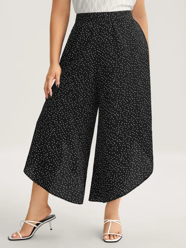 Little Dots Asymmetrical Hem Slit Pants sold by Bloomchic