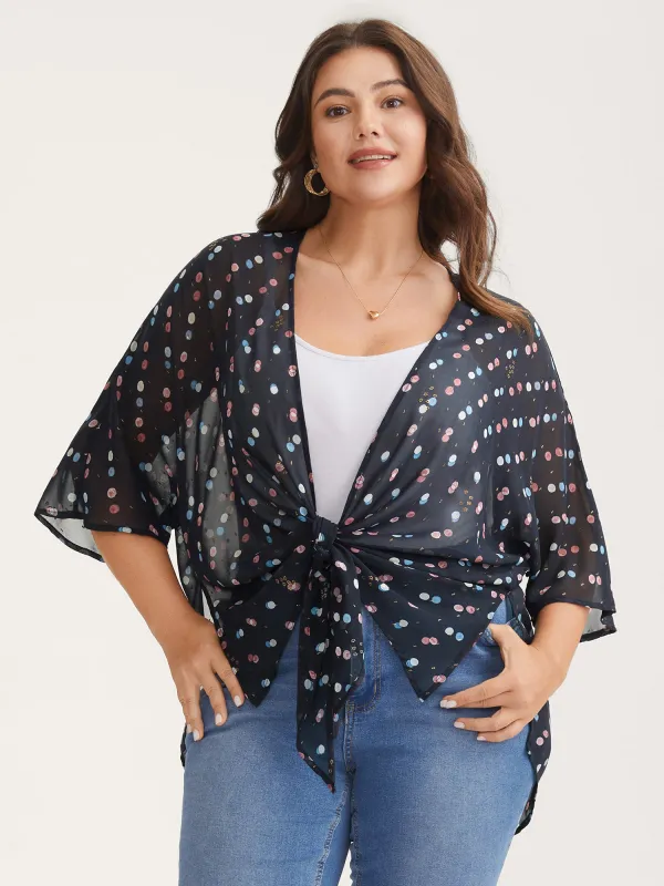 Chiffon Sheer Polka Dots Wrap Kimono sold by Bloomchic