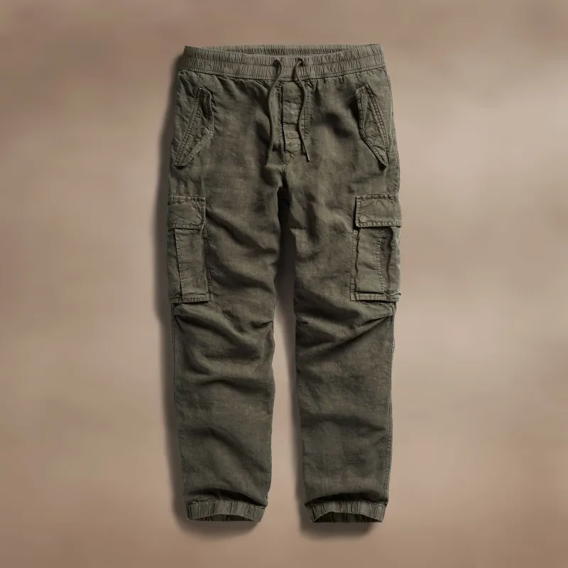 Textured Linen Flight Pant - Army Green sold by James Perse