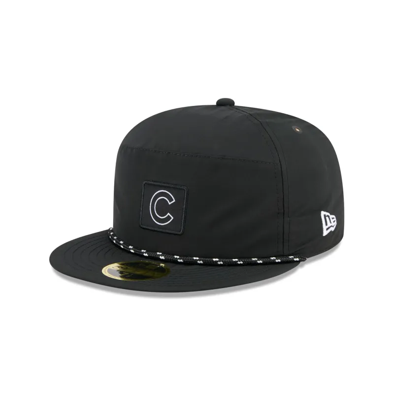 Chicago Cubs Black Poly Rope Split Panel 59FIFTY Fitted Hat sold by New Era