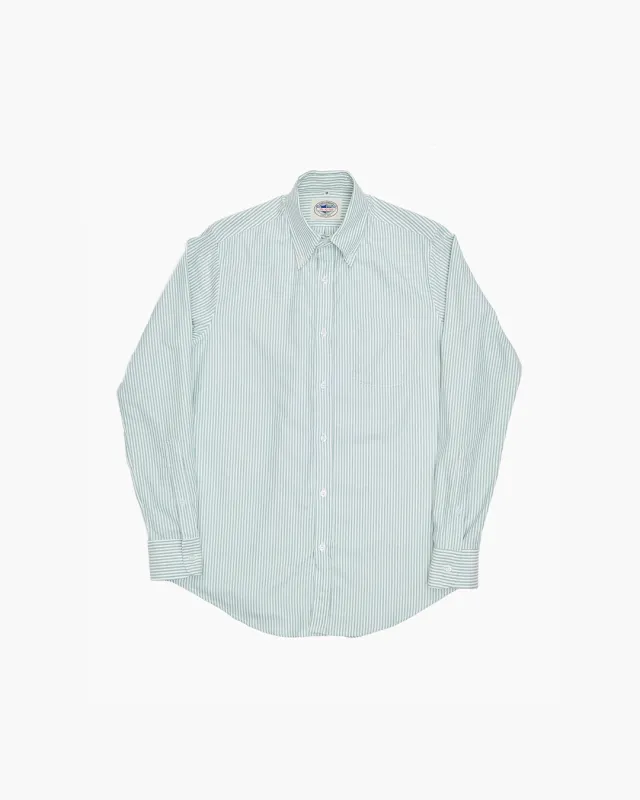 Green & White University Stripe Ivy Oxford Shirt sold by John Simons