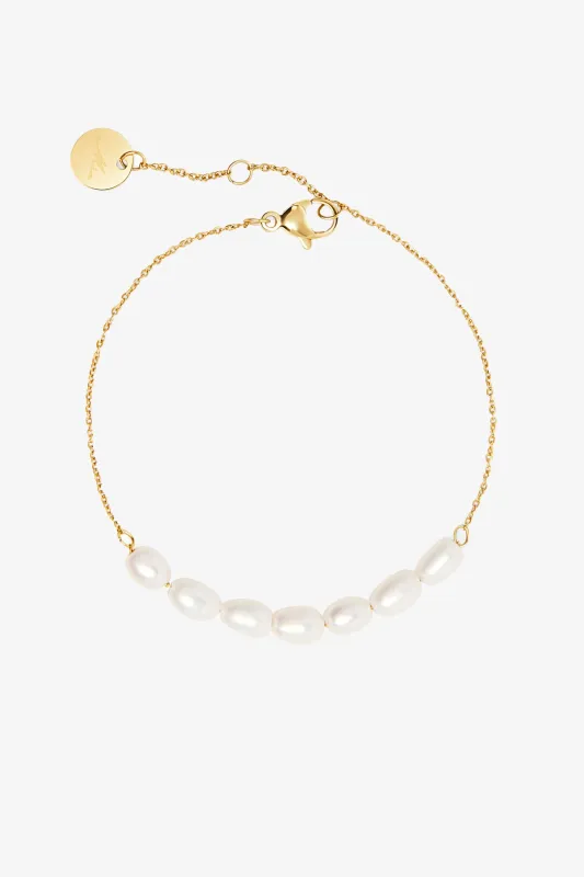 Adrienne Pearl Bracelet by Mia Bijoux - Gold sold by Birdy Grey