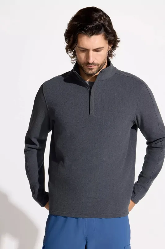 Men's Knit 1/4 Zip Pullover - Black sold by Mondetta