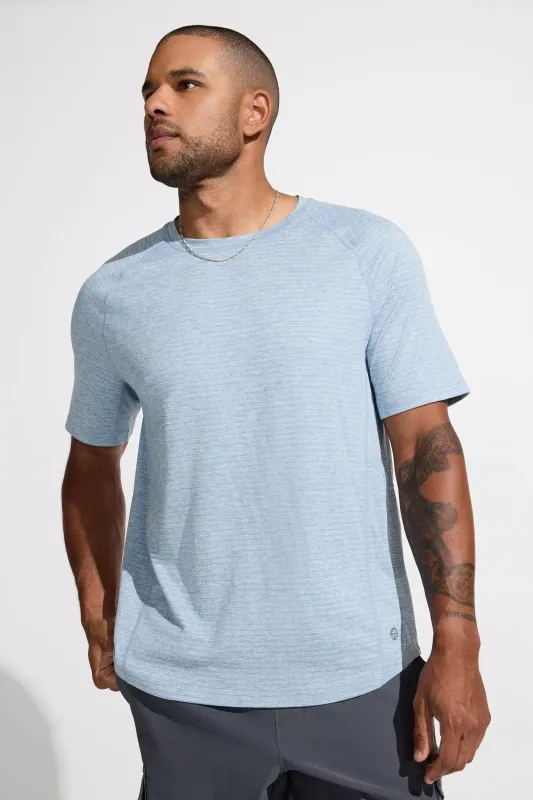 The Active Lightweight GRS Certified Recycled Poly Short Sleeve Tee - Ashley Blue sold by Mondetta