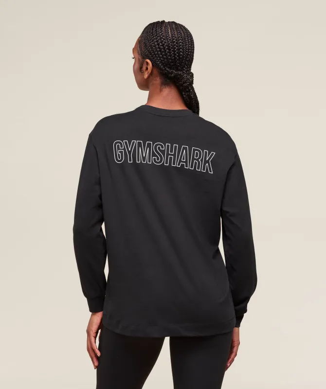 Gymshark Trace Graphic Long Sleeve Top - Black sold by Gymshark