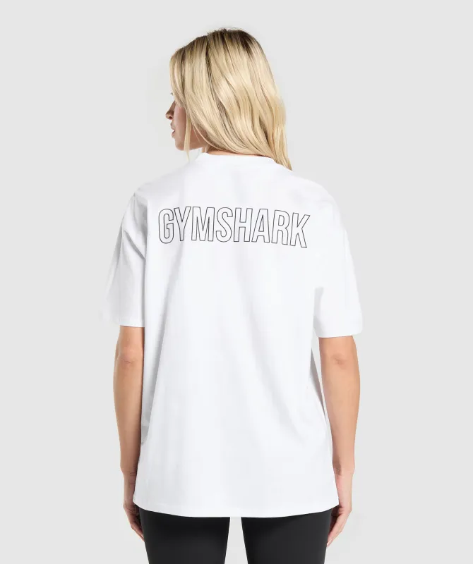 Gymshark Trace Graphic Oversized T-Shirt - White sold by Gymshark