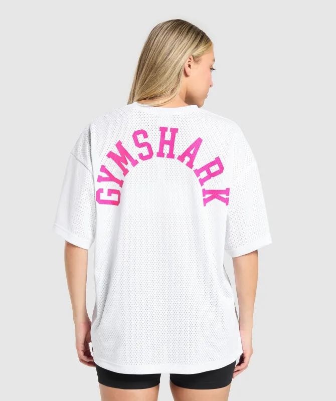Gymshark Mesh Graphic Oversized T-Shirt - White sold by Gymshark