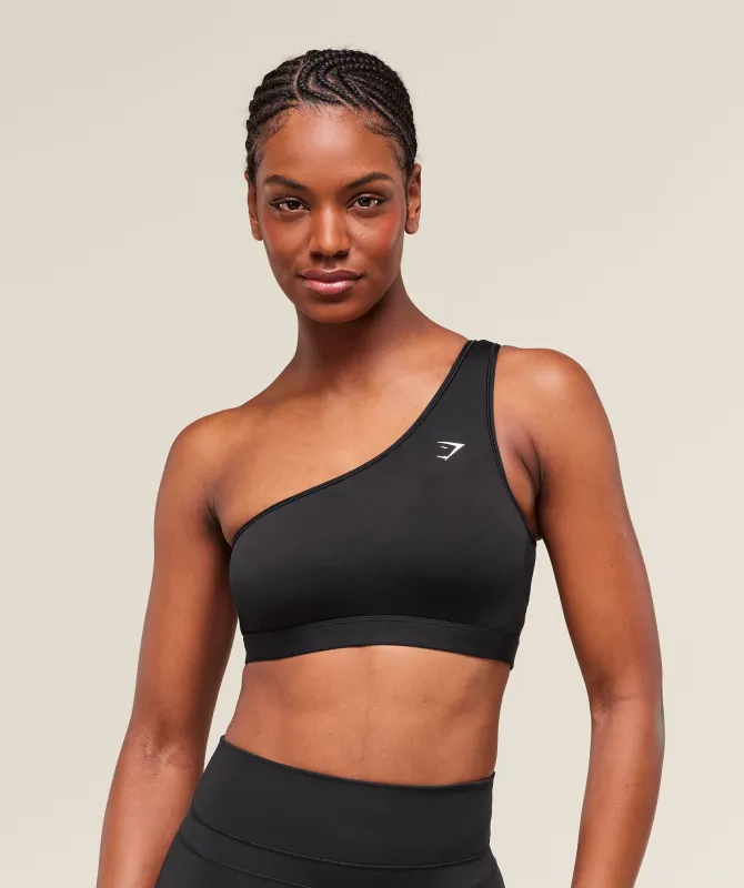 Gymshark Asymmetric Sports Bra - Black sold by Gymshark