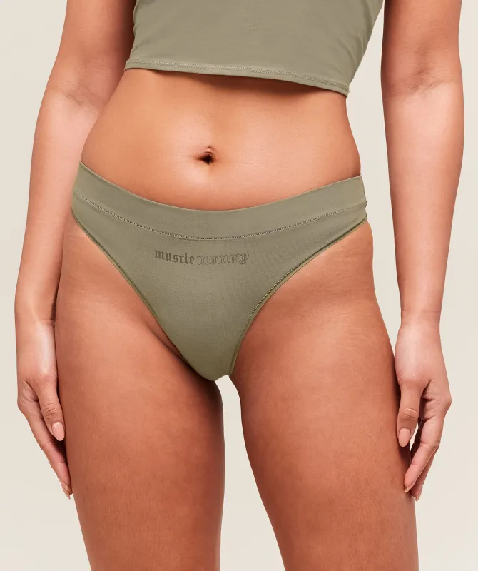 Gymshark Cotton Graphic Thong - Linen Brown sold by Gymshark