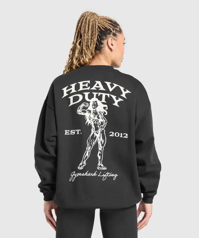 Gymshark Heavy Duty Graphic Oversized Pullover - Black sold by Gymshark