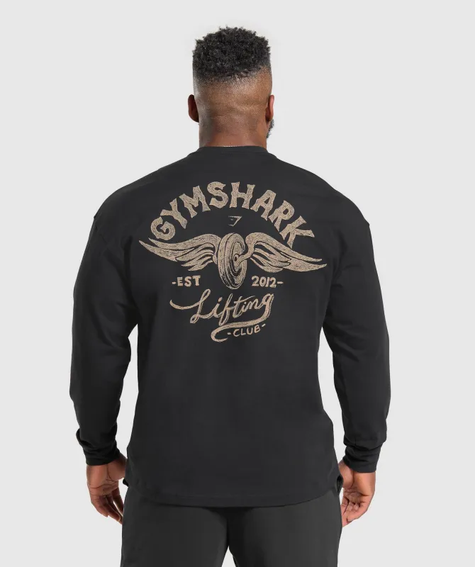 Gymshark Flying Weights Long Sleeve T-Shirt - Black sold by Gymshark