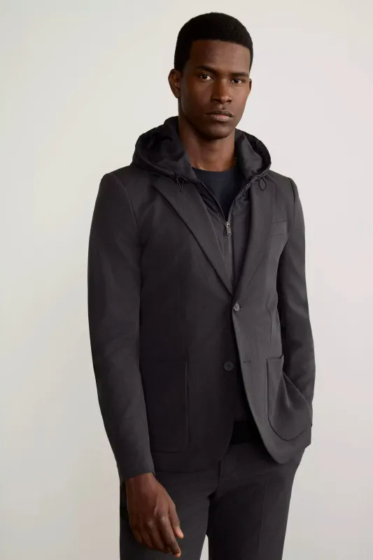 Tenacity Twill Blazer with Removable Hooded Fooler - Wayward Grey sold by Mondetta