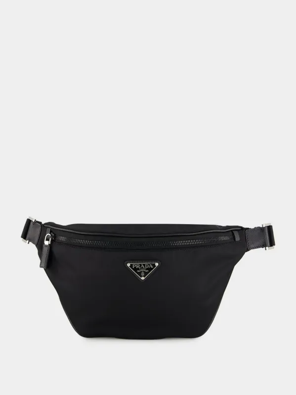 Black Re-Nylon and Saffiano Leather Belt Bag sold by Fashion Clinic