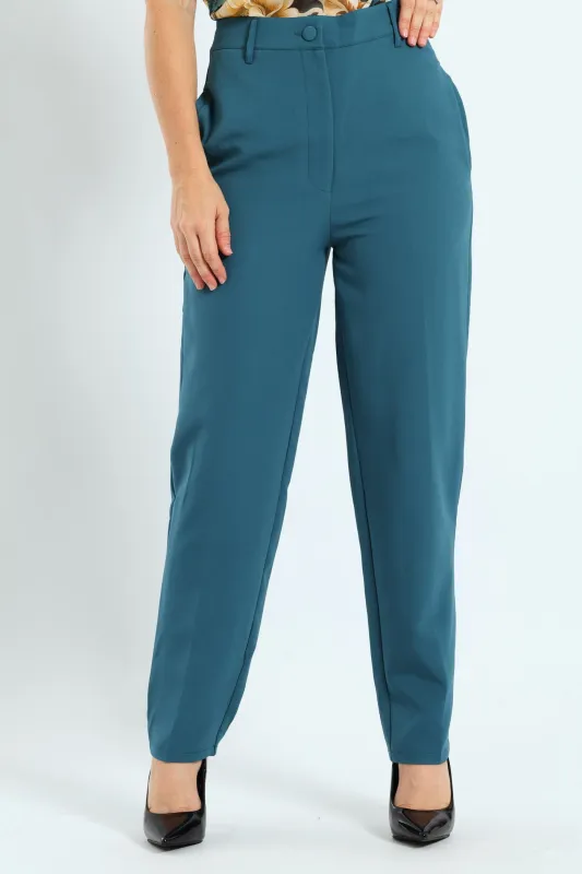 Double Button Welt Tapered Leg Pants - Teal sold by Edgars 