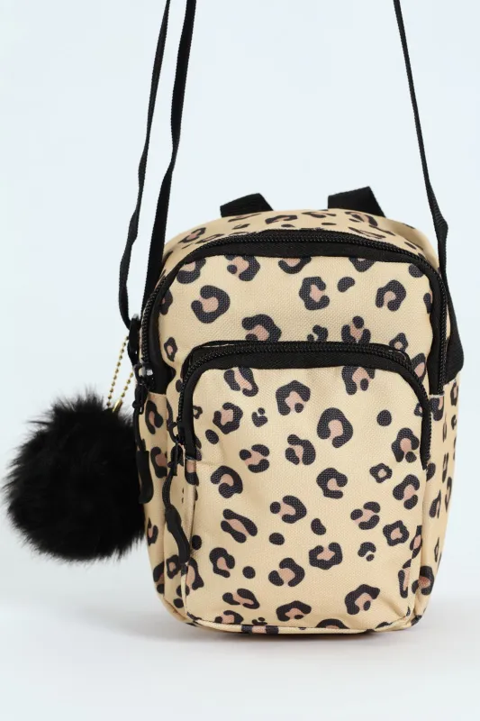 Girls Animal Print Nylon Sling Bag sold by Edgars