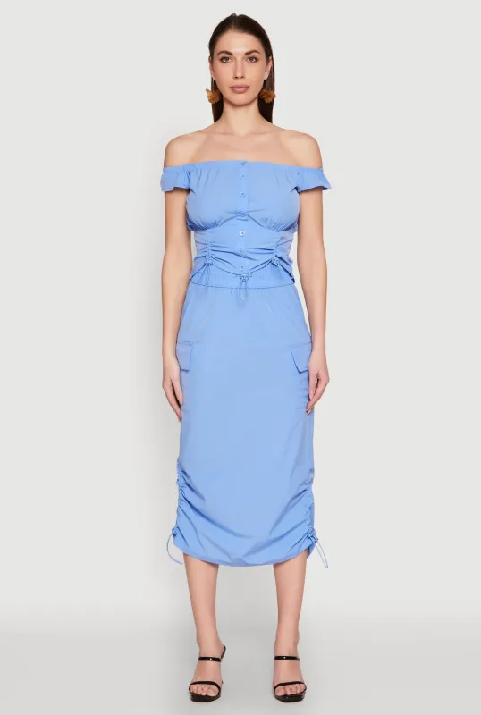Toggle Drawstring Hem Midi Cargo Skirt sold by Rainbow