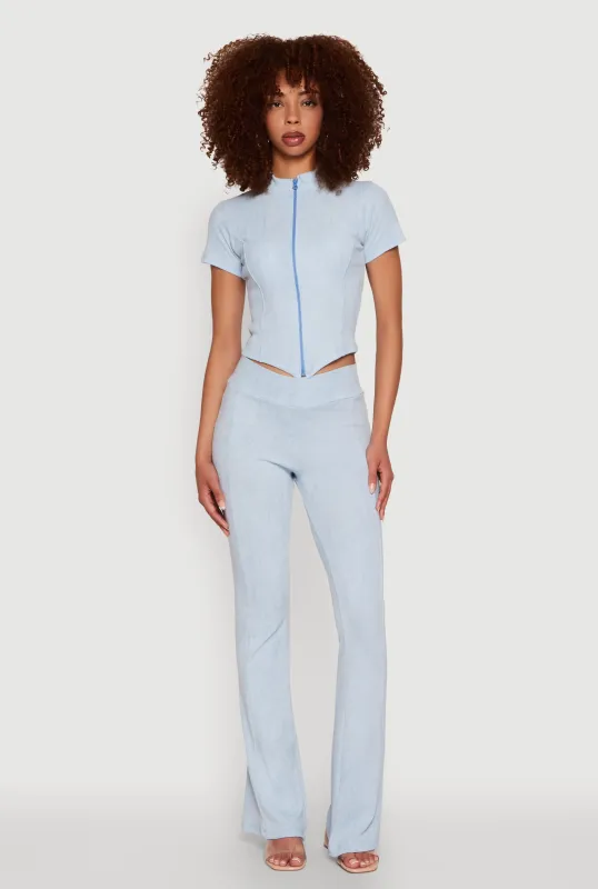 Mineral Wash Pintuck Flared Pants sold by Rainbow