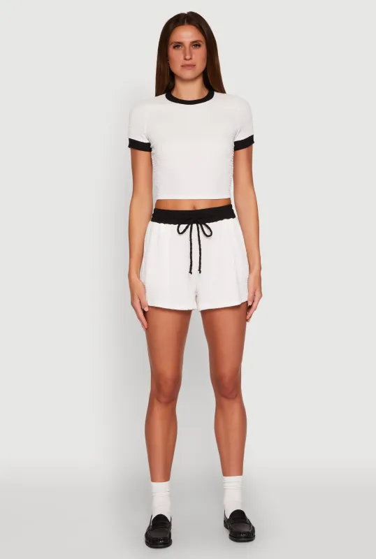 Contrast Trim Drawstring Waist Shorts sold by Rainbow