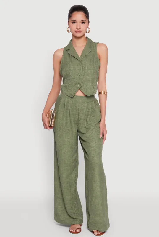 High Waisted Pleated Palazzo Pants sold by Rainbow