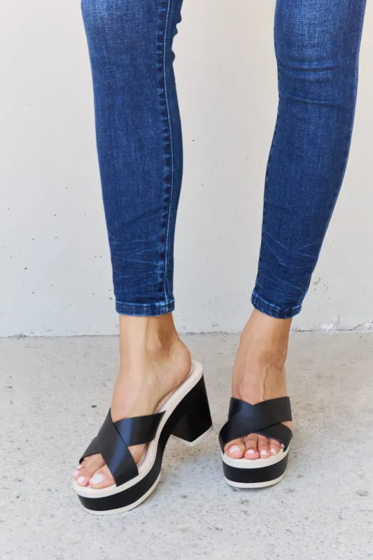 Contrast Platform Sandals in Black sold by Skemo