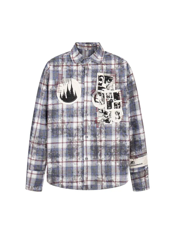 Retro Cleanfit Patch Embroidered Plaid Shirt sold by Thesupermade