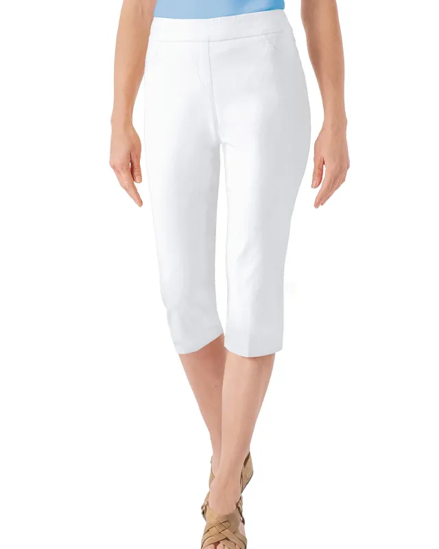 Appleseeds Women's SlimSation® Capris - White - 4P - Petite sold by Buff
