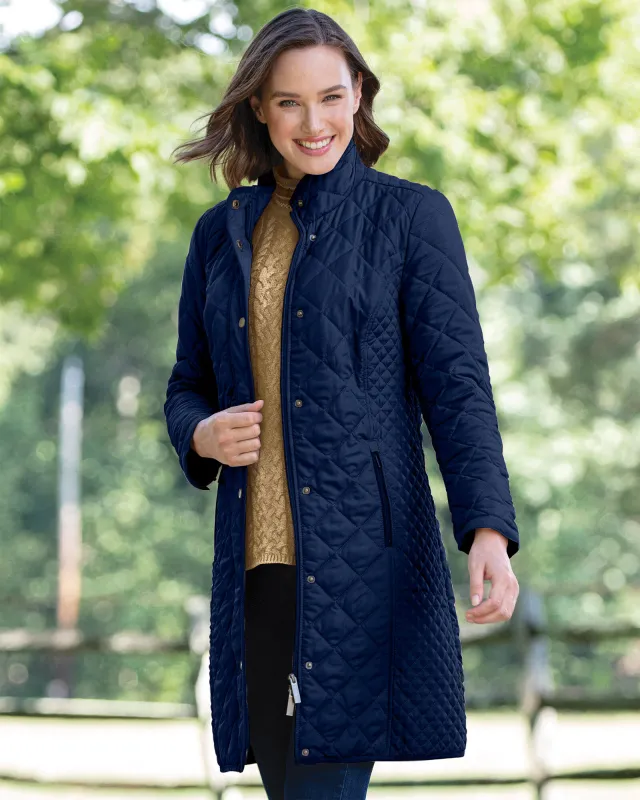 Appleseeds Women's Berkshire Diamond-Quilted Three-Quarter-Length Coat - Blue - 3X - Womens Plus sold by Buff