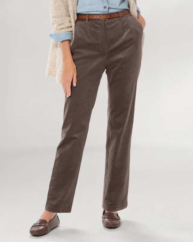 Appleseeds Women's Stretch Wide-Wale Corduroy Fly-Front Pants - Brown - 16 - Misses sold by Buff